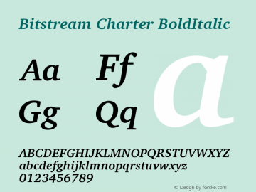 Bitstream Charter BoldItalic Version 003.001 Font Sample