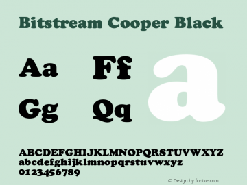Bitstream Cooper Black Version 003.001 Font Sample