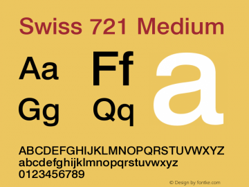 Swiss 721 Medium Version 003.001 Font Sample