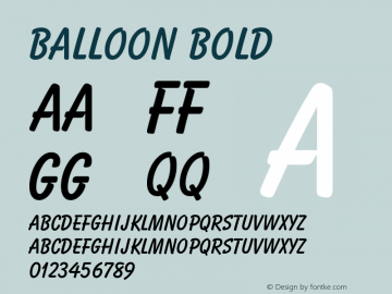 Balloon Bold Version 003.001 Font Sample