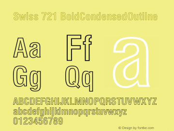 Swiss 721 BoldCondensedOutline Version 003.001 Font Sample