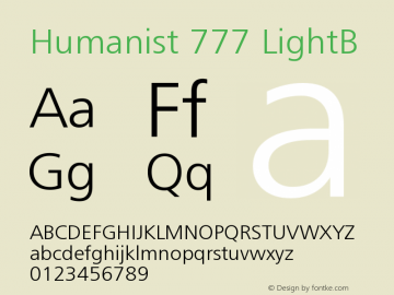 Humanist 777 LightB Version 003.001 Font Sample