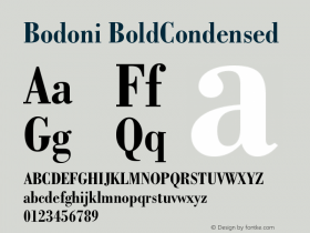 Bodoni BoldCondensed Version 003.001 Font Sample