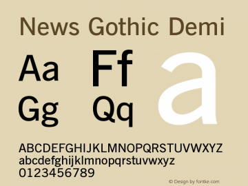 News Gothic Demi Version 003.001 Font Sample