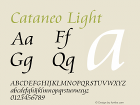 Cataneo Light Version 003.001 Font Sample