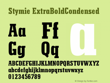 Stymie ExtraBoldCondensed Version 003.001 Font Sample