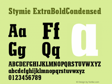 Stymie ExtraBoldCondensed Version 003.001图片样张