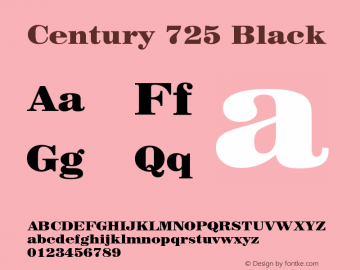 Century 725 Black Version 003.001 Font Sample