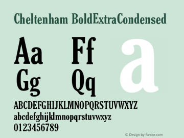 Cheltenham BoldExtraCondensed Version 003.001 Font Sample