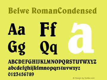 Belwe RomanCondensed Version 003.001 Font Sample