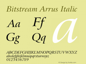 Bitstream Arrus Italic Version 003.001 Font Sample