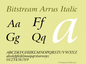 Bitstream Arrus Italic Version 003.001图片样张