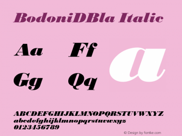 BodoniDBla Italic Version 001.005 Font Sample