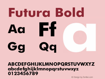 Futura Bold Version 003.001 Font Sample