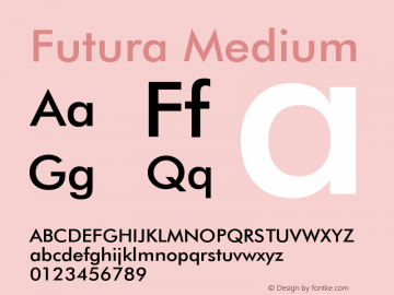 Futura Medium Version 003.001 Font Sample