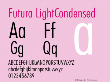 Futura LightCondensed Version 003.001 Font Sample