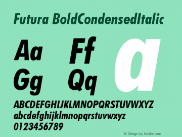 Futura BoldCondensedItalic Version 003.001图片样张