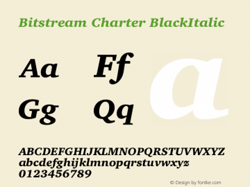 Bitstream Charter BlackItalic Version 003.001 Font Sample