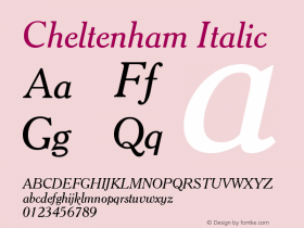 Cheltenham Italic Version 003.001 Font Sample