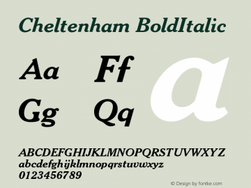 Cheltenham BoldItalic Version 003.001 Font Sample