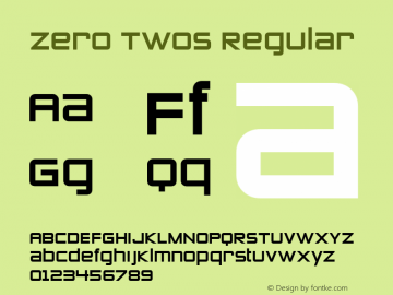 Zero Twos Regular Version 1.00 Font Sample