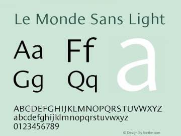 Le Monde Sans Light Version 001.000 Font Sample