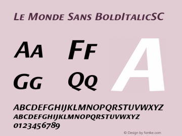 Le Monde Sans BoldItalicSC Version 001.000 Font Sample