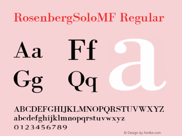 RosenbergSoloMF Regular Macromedia Fontographer 4.1 23/01/2000 Font Sample