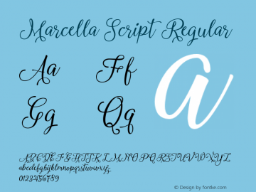 Marcella Script Regular 1.000 Font Sample