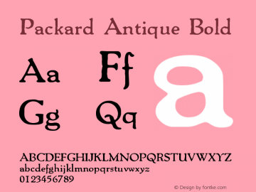 Packard Antique Bold Version 001.000 Font Sample