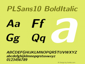 PLSans10 BoldItalic Version 1.11 Font Sample