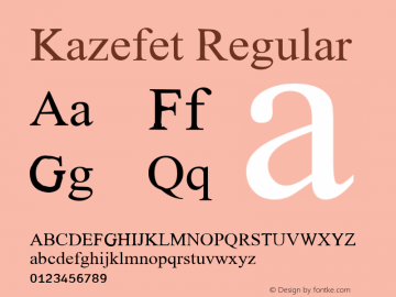 Kazefet Regular Glyph Systems 21-July-95 Font Sample