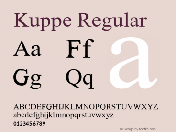 Kuppe Regular Glyph Systems 21-July-95 Font Sample