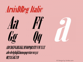 ArsisDReg Italic Version 001.005 Font Sample