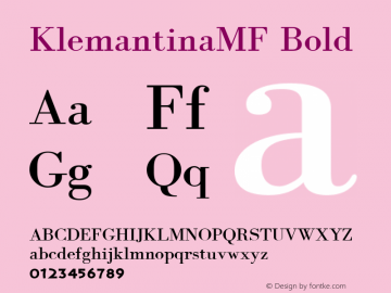 KlemantinaMF Bold Macromedia Fontographer 4.1 06/07/2000图片样张