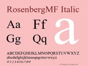 RosenbergMF Italic 1.0 Fri Oct 11 12:04:33 1996 Font Sample