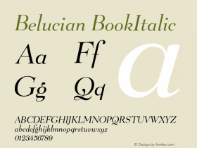 Belucian BookItalic Version 001.000 Font Sample