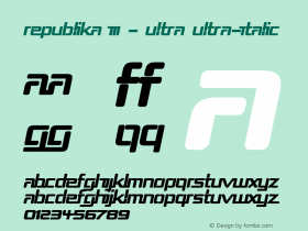 Republika III - Ultra Ultra-Italic Version 001.000 Font Sample