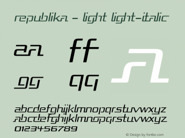 Republika - Light Light-Italic Version 001.000 Font Sample