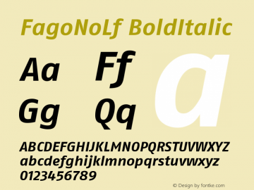 FagoNoLf BoldItalic Version 001.000 Font Sample