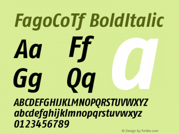 FagoCoTf BoldItalic Version 001.000 Font Sample