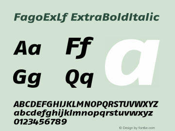 FagoExLf ExtraBoldItalic Version 001.000 Font Sample