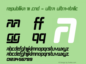 Republika III Cnd - Ultra Ultra-Italic Version 001.000 Font Sample