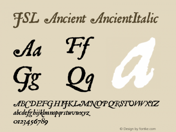 JSL Ancient AncientItalic Version 2.010 Font Sample