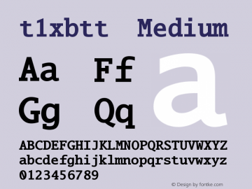 t1xbtt Medium Version 3.0 Font Sample