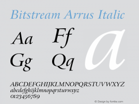 Bitstream Arrus Italic Version 003.001 Font Sample