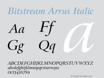 Bitstream Arrus Italic Version 003.001图片样张