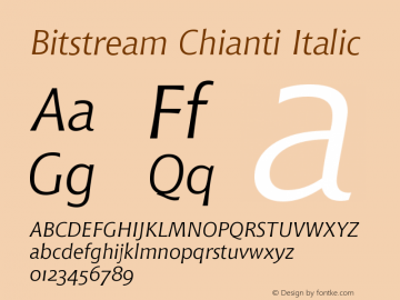 Bitstream Chianti Italic Version 003.001 Font Sample