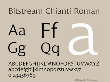 Bitstream Chianti Roman Version 003.001 Font Sample