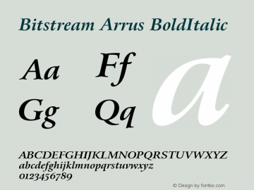 Bitstream Arrus BoldItalic Version 003.001图片样张